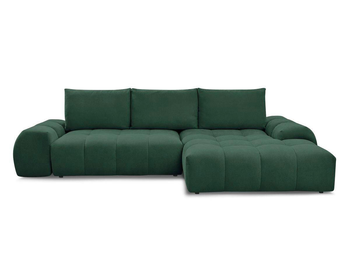 ECKSCHLAFSOFA EVEREST  mit Rücken echt, Armteil links, Armteil rechts Struktur Grün  - Schwarz/Grün, MODERN, Kunststoff/Textil (318/180cm) - Livetastic