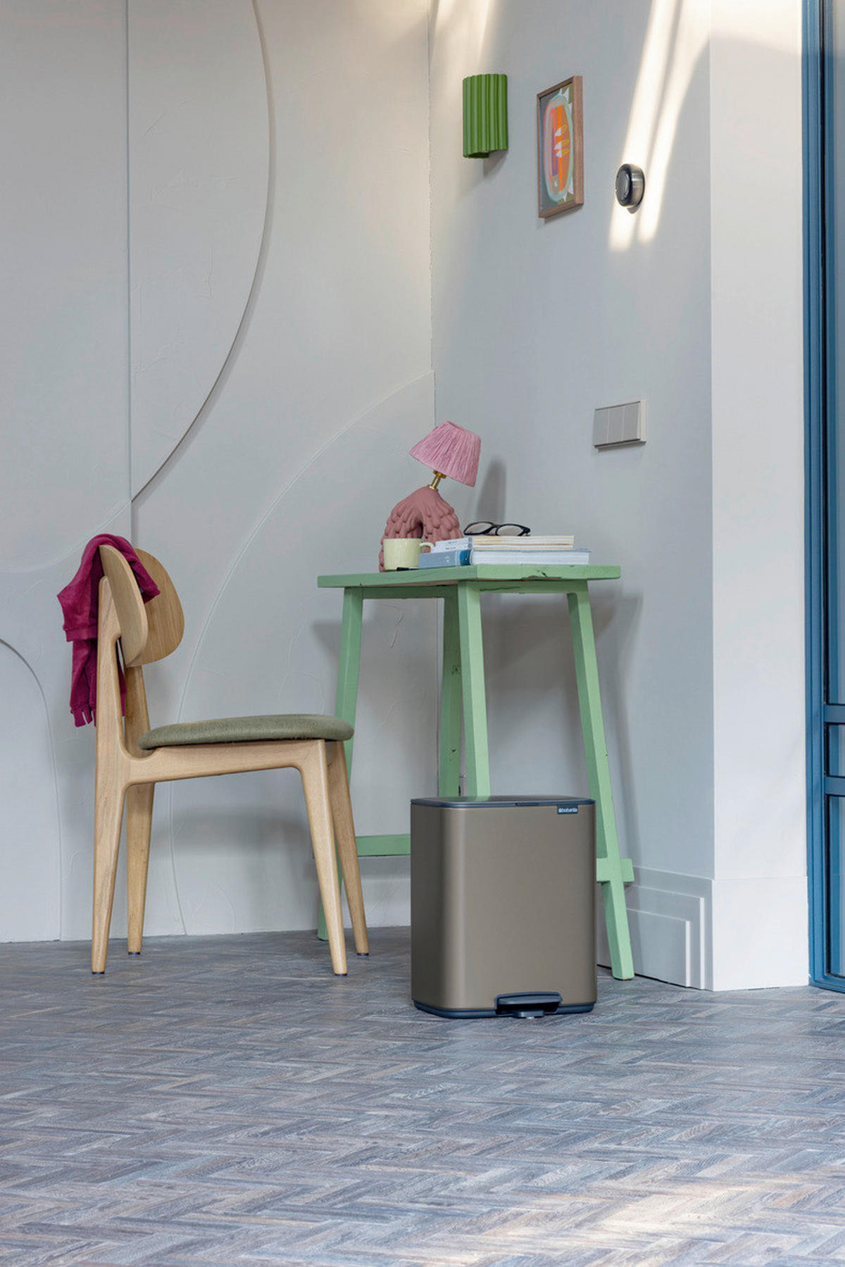 KOŠ S NOŽNOM PAPUČICOM  12 l  Bo  - platinaste boje/antracit, Design, metal/plastika (29/36,5/25,5cm) - Brabantia