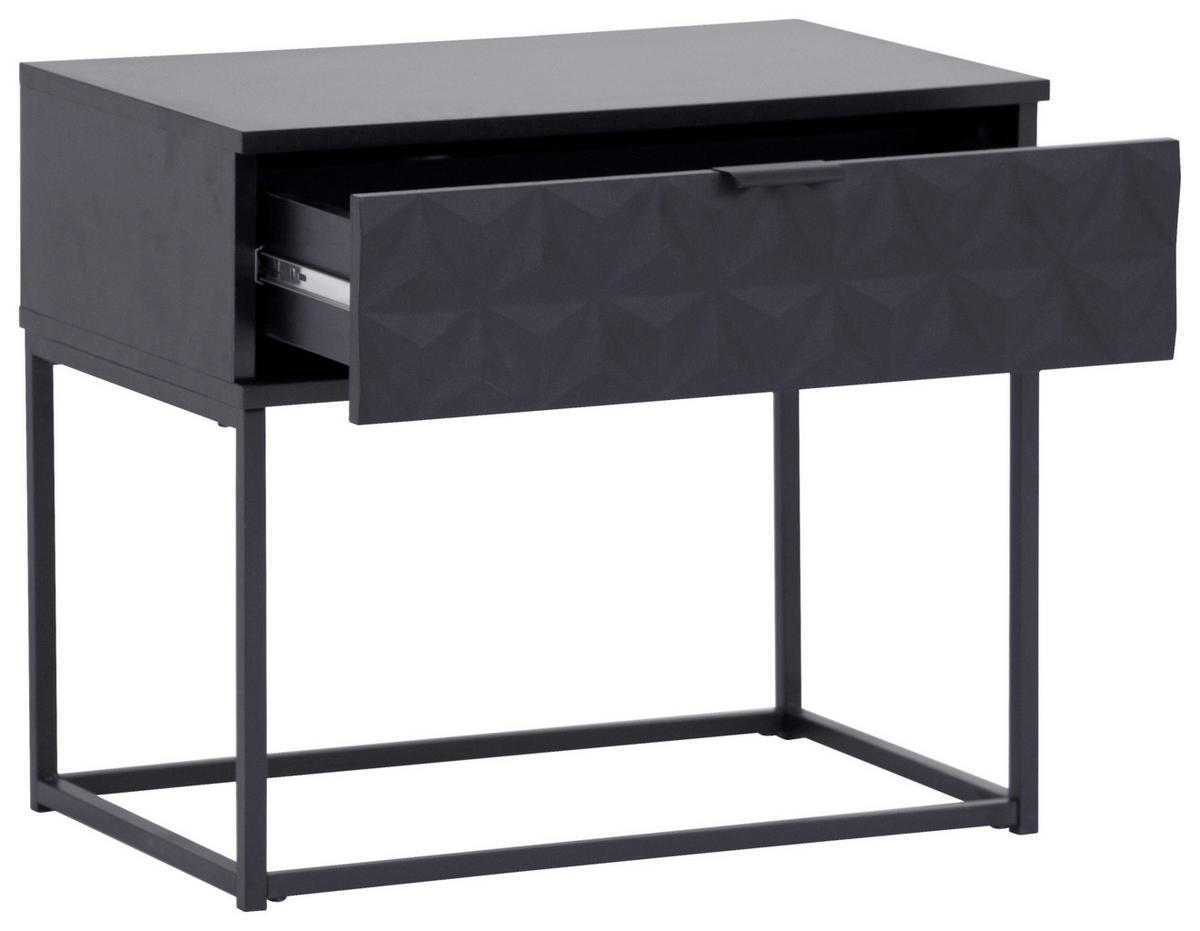 NACHTSCHRANK 59,5/52/38,5 cm  - Schwarz, KONVENTIONELL, Holzwerkstoff/Metall (59,5/52/38,5cm) - Boxxx