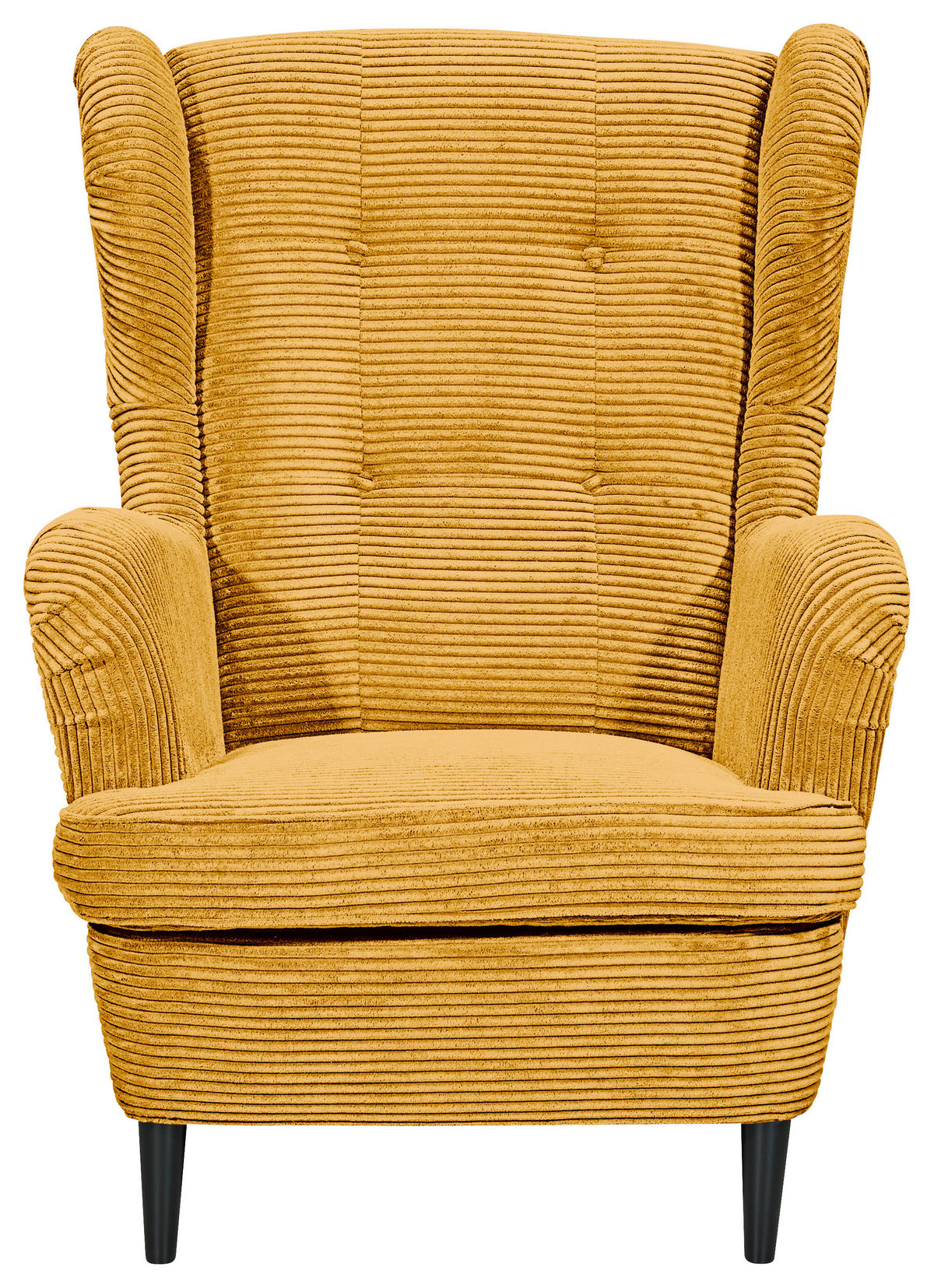 OHRENSESSEL Cord Gelb  - Gelb/Schwarz, Basics, Holz/Textil (78/102/98cm) - MID.YOU