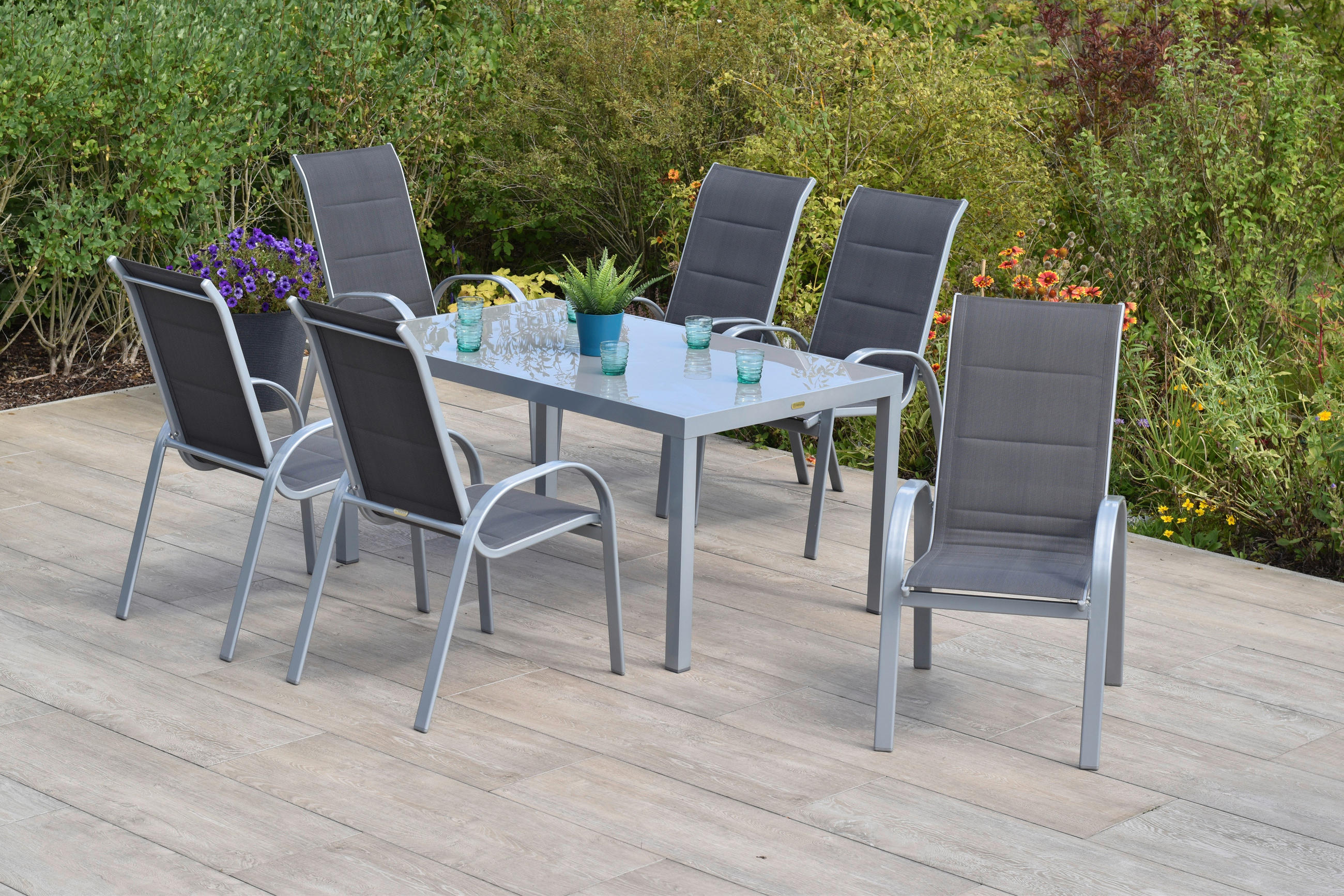 GARTENSET Aluminium  - Anthrazit/Silberfarben, MODERN, Textil/Metall - Gardenson