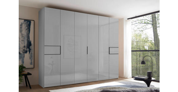 DREHTÜRENSCHRANK inkl. Zubehör 298/222/63 cm,  in Hellgrau, 6-türig  - Hellgrau/Schwarz, Design, Glas/Holzwerkstoff (298/222/63cm) - Dieter Knoll