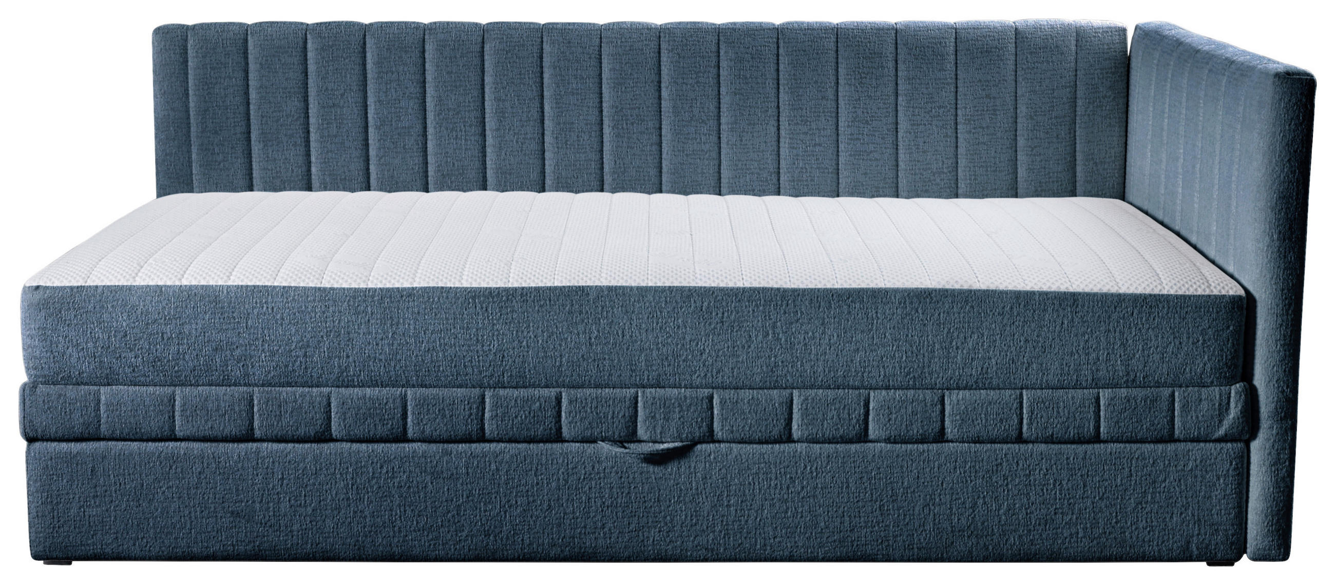 SCHLAFSOFA ROMA  mit Armteil rechts Chenille, Jacquard Blau  - Blau/Schwarz, Design, Kunststoff/Textil (212/83/99cm) - MID.YOU
