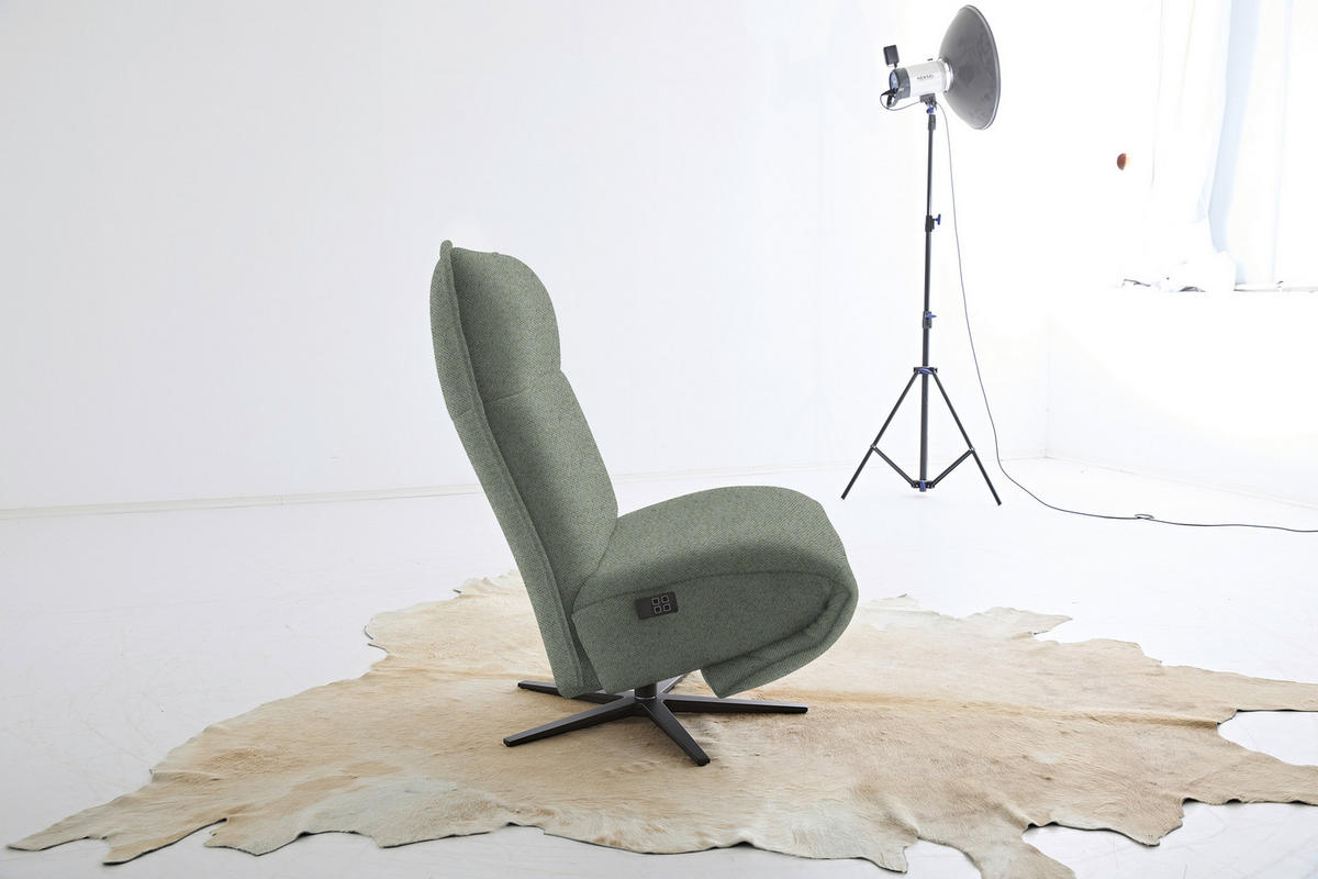 RELAXSESSEL in Textil Thymiangrün  - Thymiangrün/Schwarz, Modern, Textil/Metall (90/106/96cm) - Chilliano