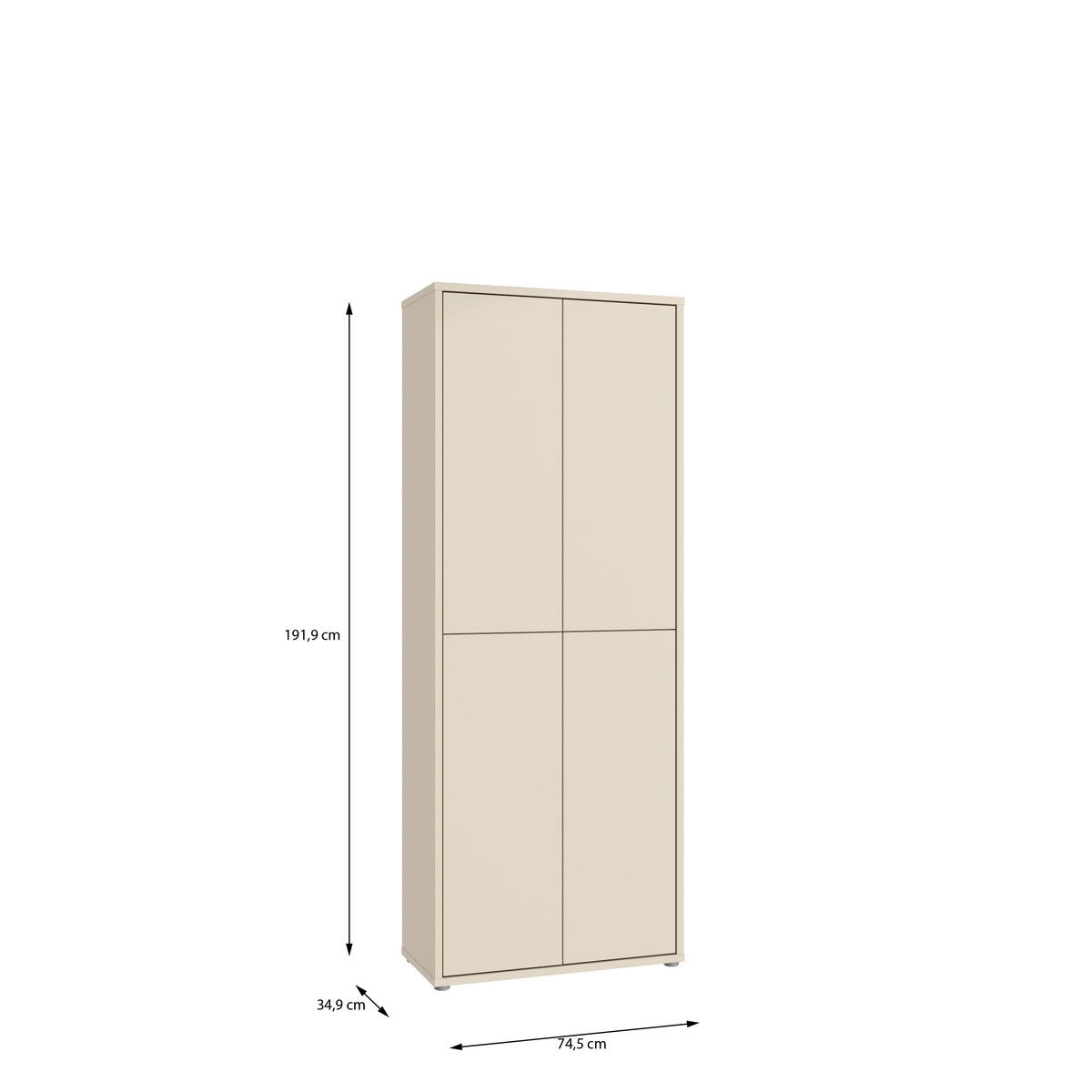 SCHUHSCHRANK - Sandfarben/Grau, MODERN, Holzwerkstoff/Kunststoff (74,5/191,9/34,9cm) - Xora