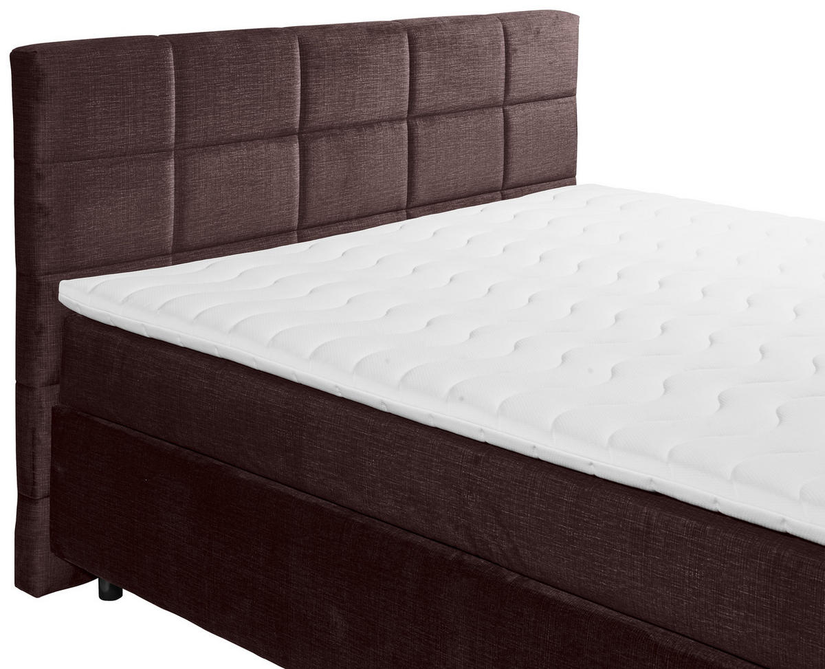 BOXSPRINGBETT 180/200 cm,  in Aubergine  - Aubergine/Schwarz, Design, Holzwerkstoff/Kunststoff (180/200cm) - Xora