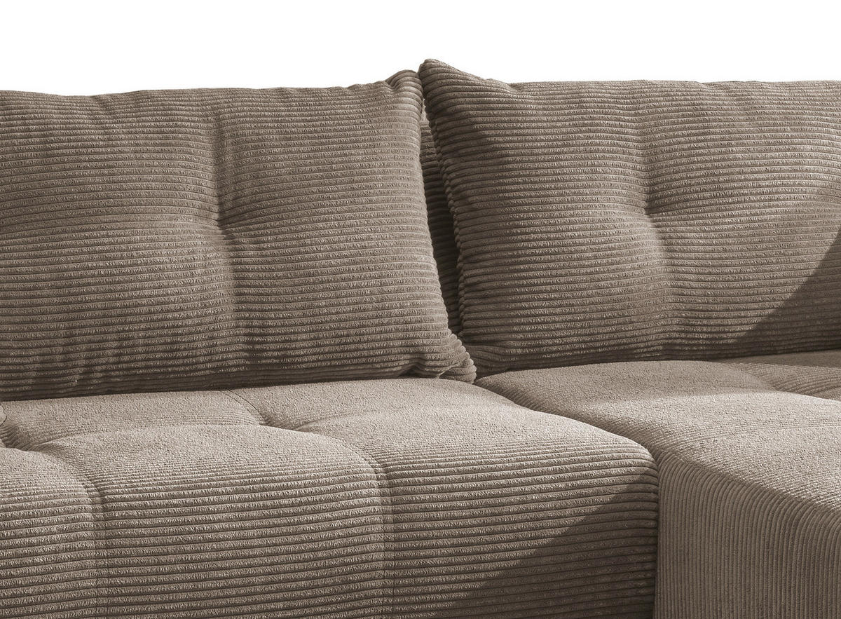 ECKSOFA in Cord Graubraun  - Graubraun/Schwarz, Modern, Holz/Textil (246/177cm) - MID.YOU