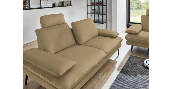 3-SITZER-SOFA in Velours Cappuccino - Beige/Schwarz, Design, Textil/Metall (222/89/104cm) - Dieter Knoll