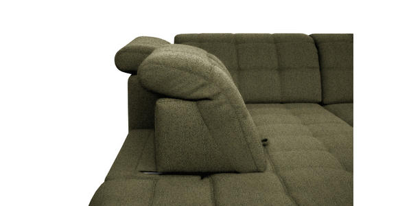 ECKSOFA in Webstoff Olivgrün 297/216 cm - Schwarz/Olivgrün, Design, Holz/Textil (297/216cm) - Xora
