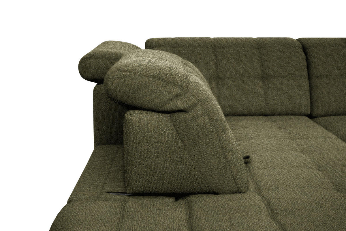 ECKSOFA in Webstoff Olivgrün  - Schwarz/Olivgrün, Design, Holz/Textil (297/216cm) - Xora