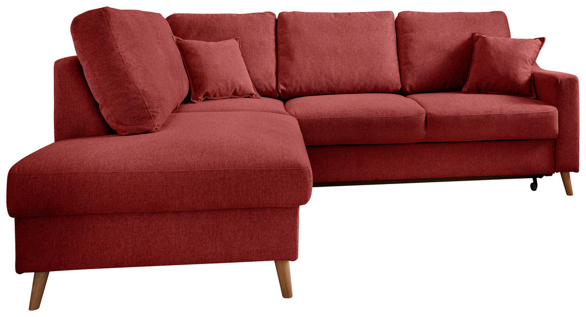 ECKSOFA in Chenille Rot  - Rot/Naturfarben, Konventionell, Holz/Textil (200/230cm) - Livetastic