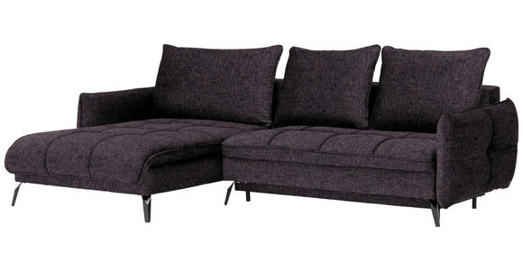 ECKSOFA in Flachgewebe Anthrazit  - Anthrazit/Schwarz, Design, Textil/Metall (180/273cm) - Hom`in