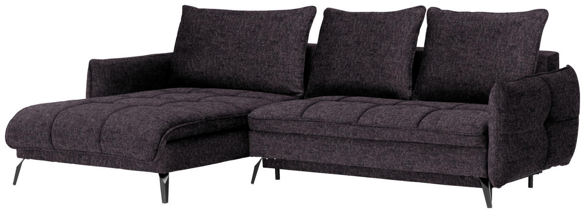 ECKSOFA in Flachgewebe Anthrazit  - Anthrazit/Schwarz, Design, Textil/Metall (180/273cm) - Hom`in