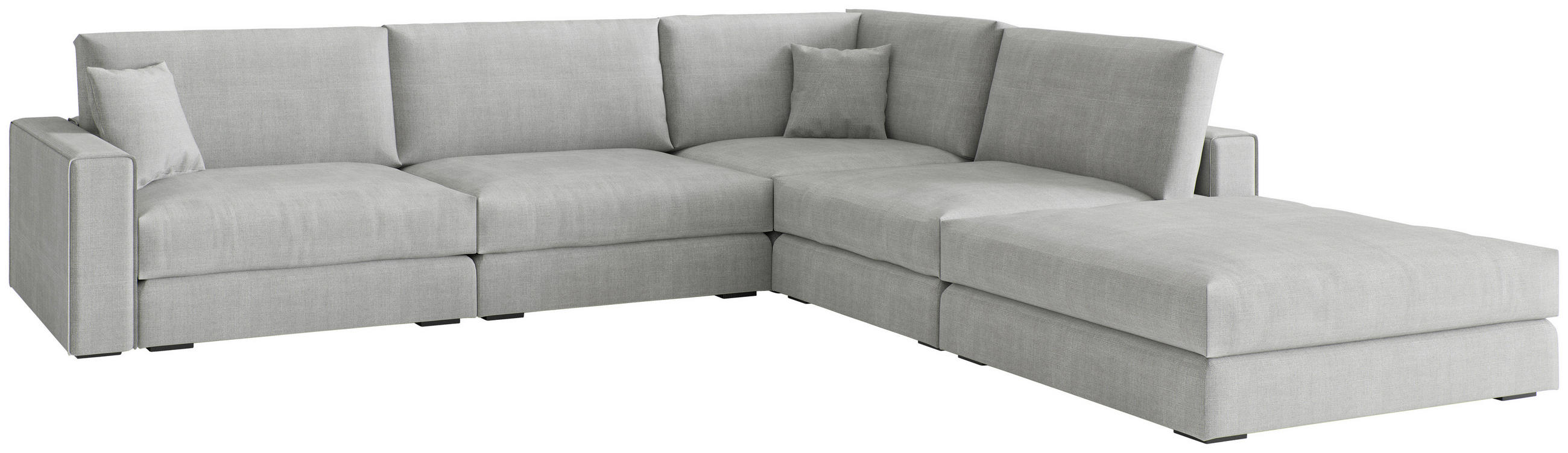 ECKSOFA Silberfarben Flachgewebe  - Edelstahlfarben/Silberfarben, Design, Textil/Metall (332/329cm) - Livetastic