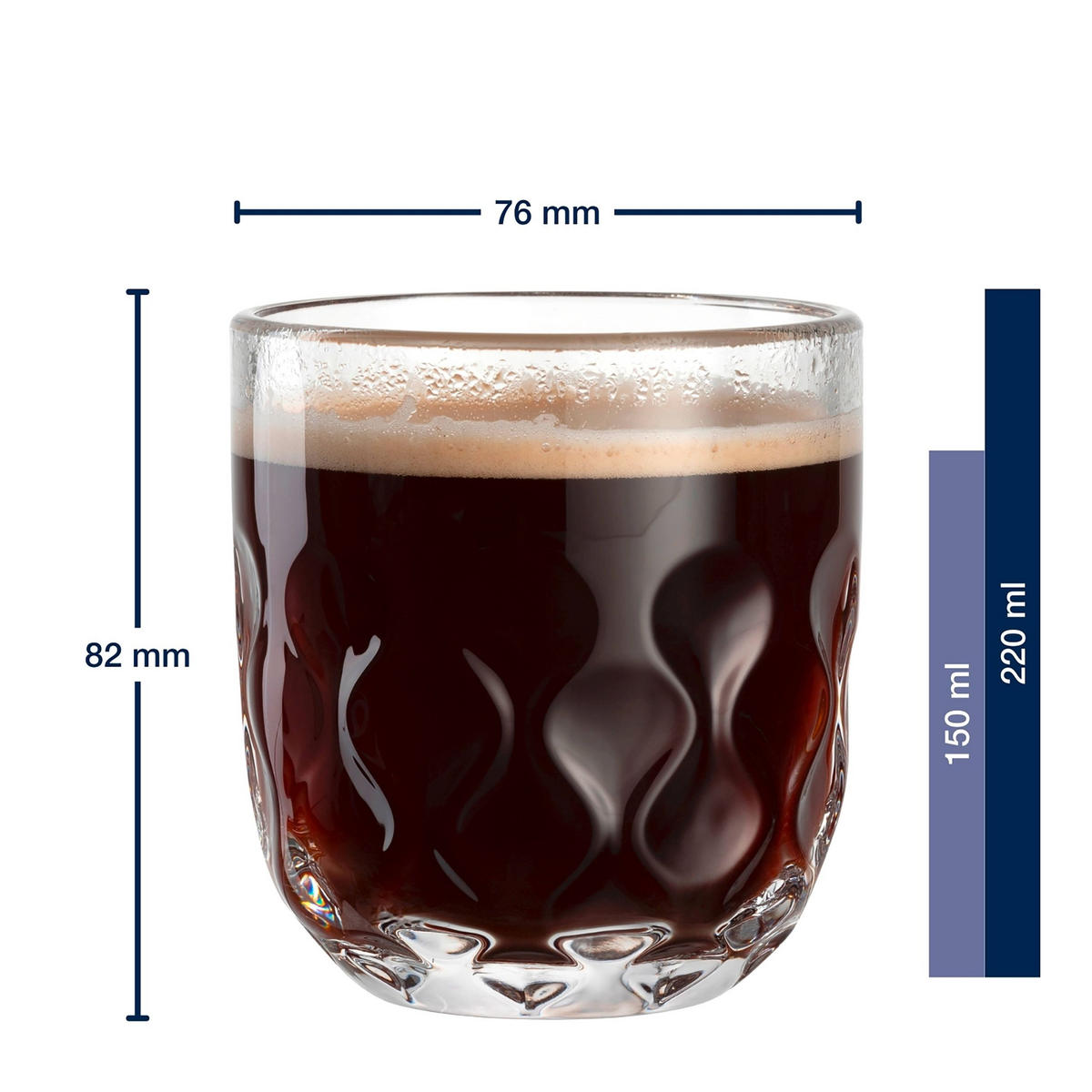 KAFFEEGLAS GOCCE 2  - Klar, Design, Glas (7,6/8,2/7,6cm) - Leonardo