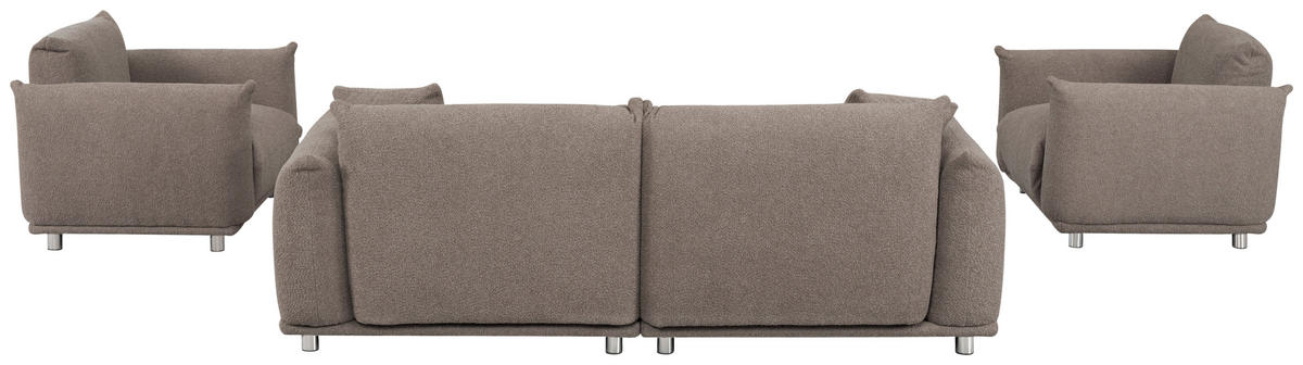 SITZGARNITUR Webstoff Taupe  - Taupe/Silberfarben, Trend, Textil/Metall (218/103/75/87cm) - Livetastic