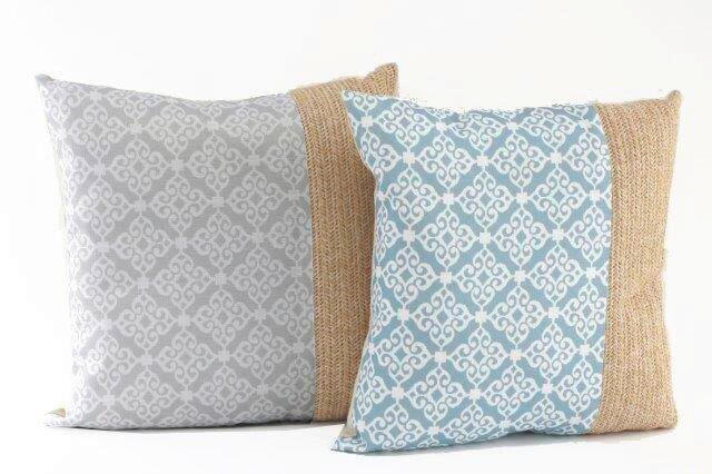 PERNĂ CANAPEA 40/40 cm  - albastru/cafeniu, Basics, textil (40/40cm)