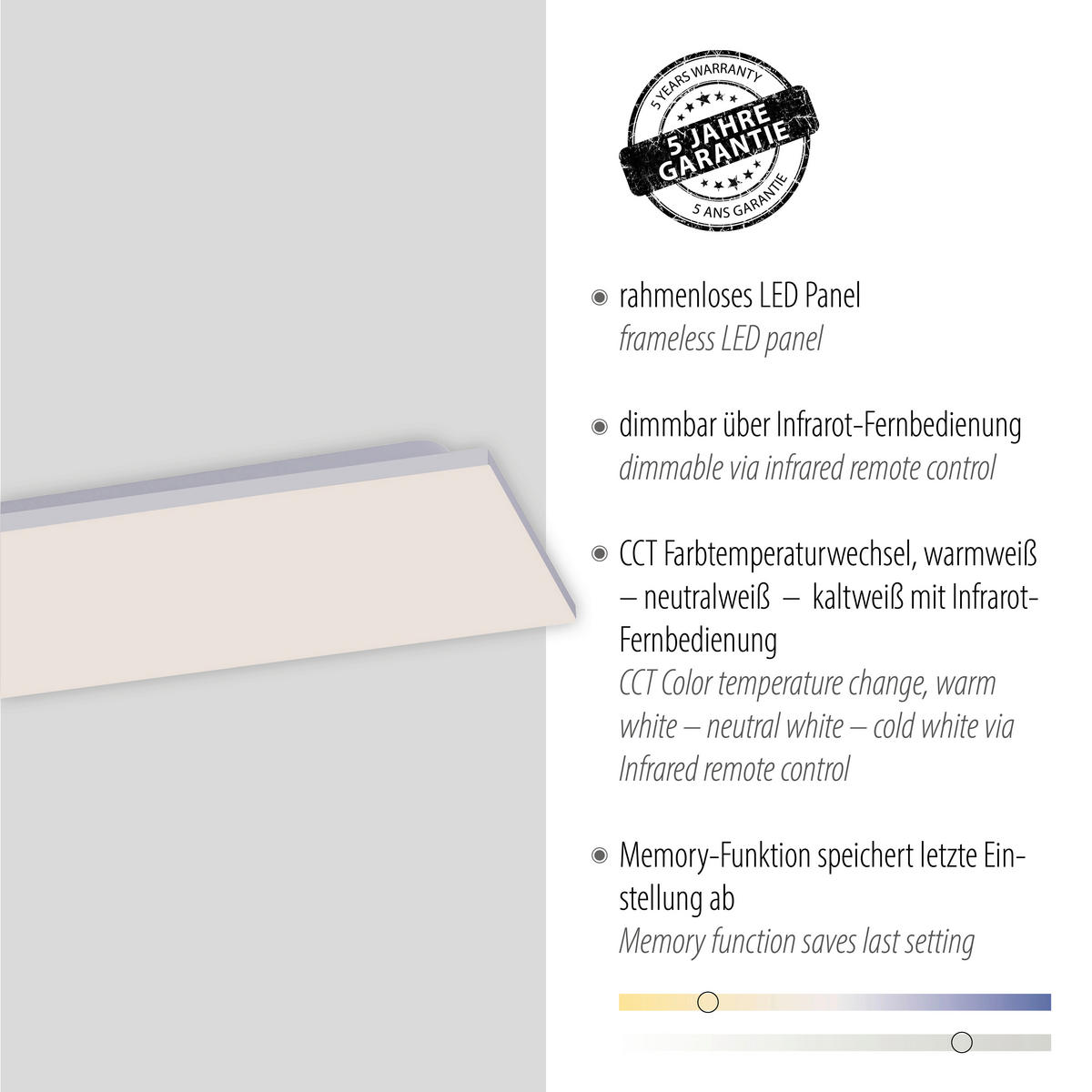 LED-DECKENLEUCHTE Canvas 100/25/6,2 cm   - Basics, Kunststoff/Metall (100/25/6,2cm)