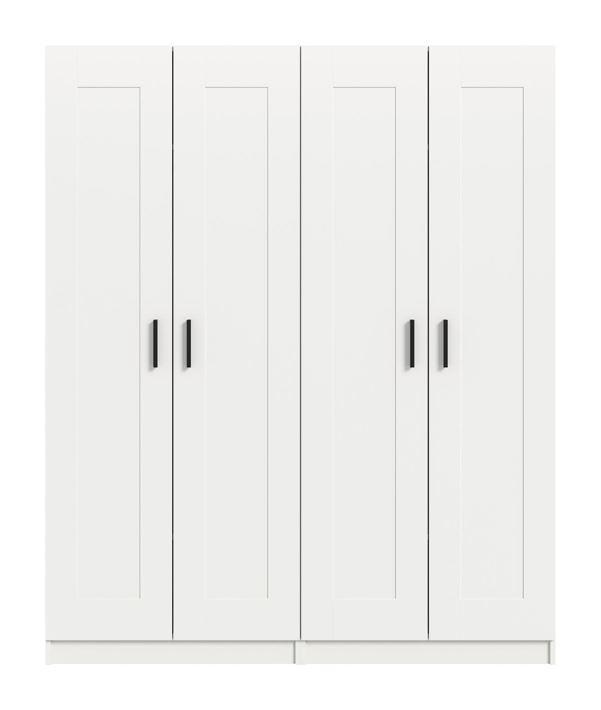 DREHTÜRENSCHRANK 160/194/56 cm,  in Weiß, 4 Tür(en)-türig  - Schwarz/Weiß, ROMANTIK / LANDHAUS, Holzwerkstoff/Kunststoff (160/194/56cm) - Livetastic
