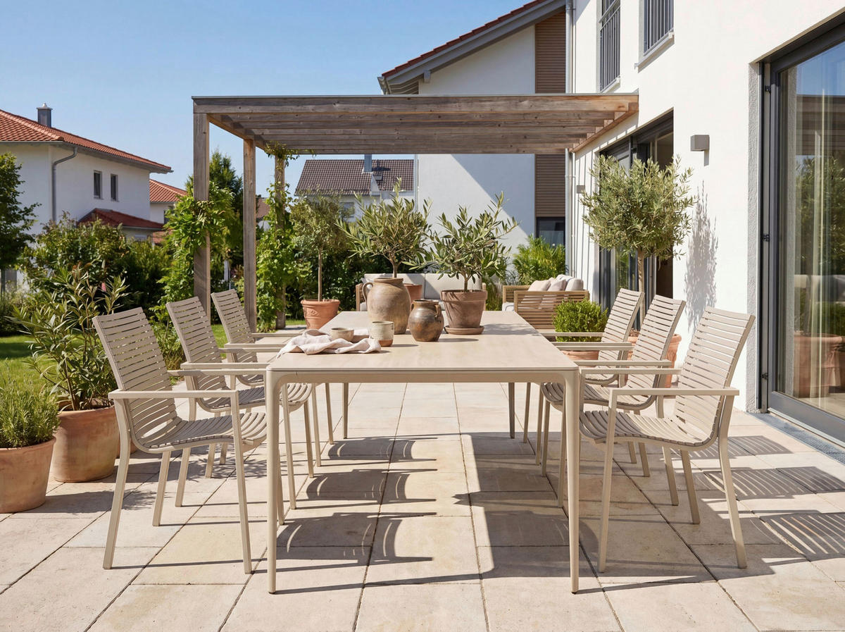 GARTENTISCH 180/90/73 cm Metall, Stein rechteckig  - Beige, Design, Stein/Metall (180/90/73cm) - Dieter Knoll