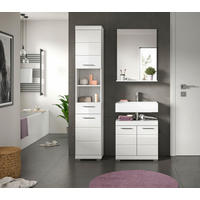 BADEZIMMER 3-teilig  in 97 cm  - Weiß Hochglanz/Silberfarben, MODERN, Glas/Holzwerkstoff (97cm) - MID.YOU