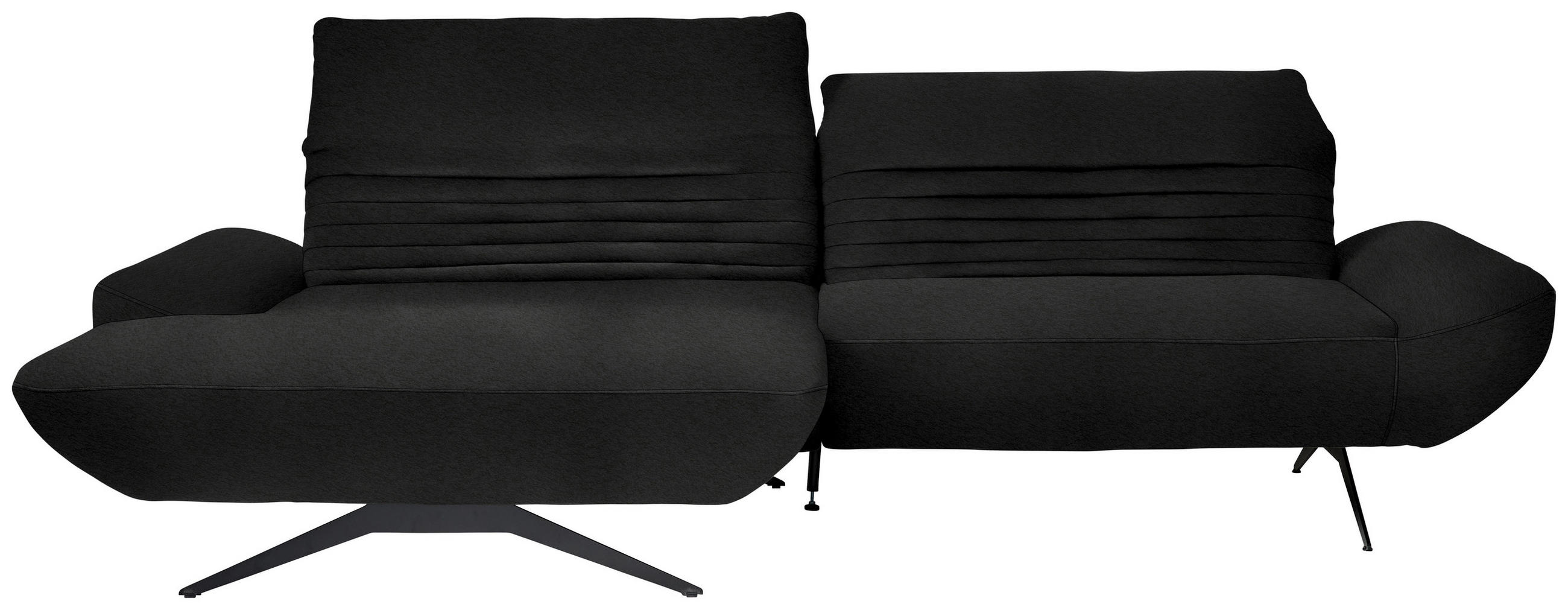 ECKSOFA  in Teddystoff Schwarz  170-195/280 cm  - Schwarz/Braun, Design, Textil/Metall (170-195/280cm) - Dieter Knoll