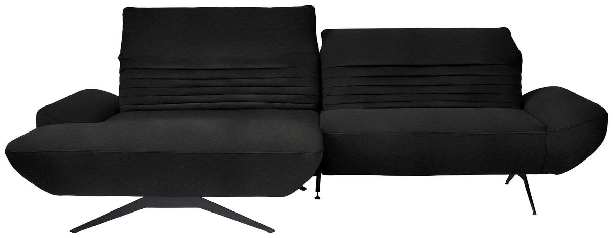 ECKSOFA  in Teddystoff Schwarz  170-195/280 cm  - Schwarz/Braun, Design, Textil/Metall (170-195/280cm) - Dieter Knoll