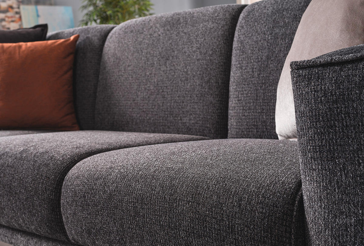 SOFA in Leinenoptik Dunkelgrau, Anthrazit  - Dunkelgrau/Anthrazit, Design, Holz/Textil (242/82/86cm) - Livetastic