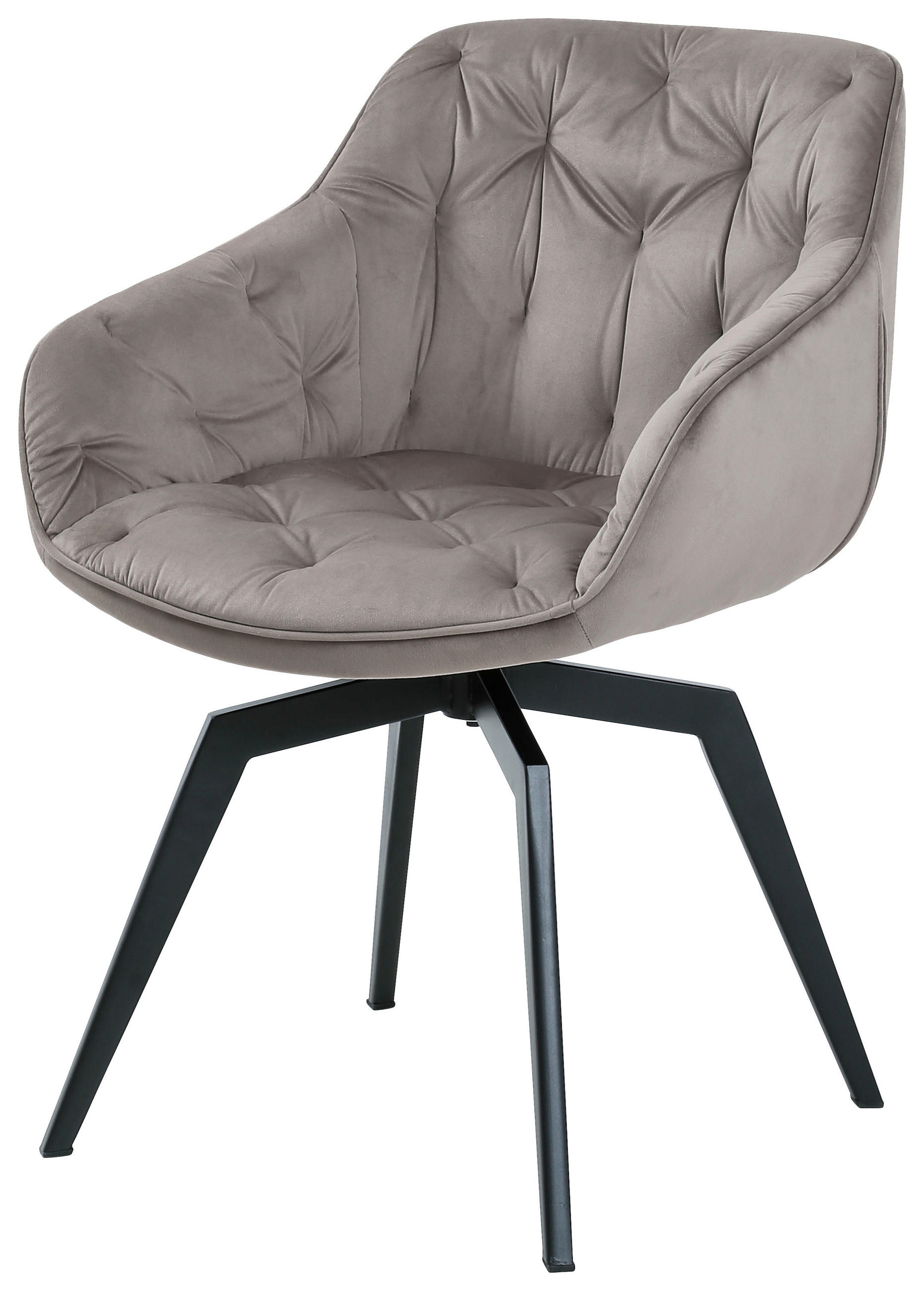 ARMLEHNSTUHL  in Eisen Samt  - Hellbraun/Schwarz, MODERN, Textil/Metall (60/84/64cm) - Livetastic