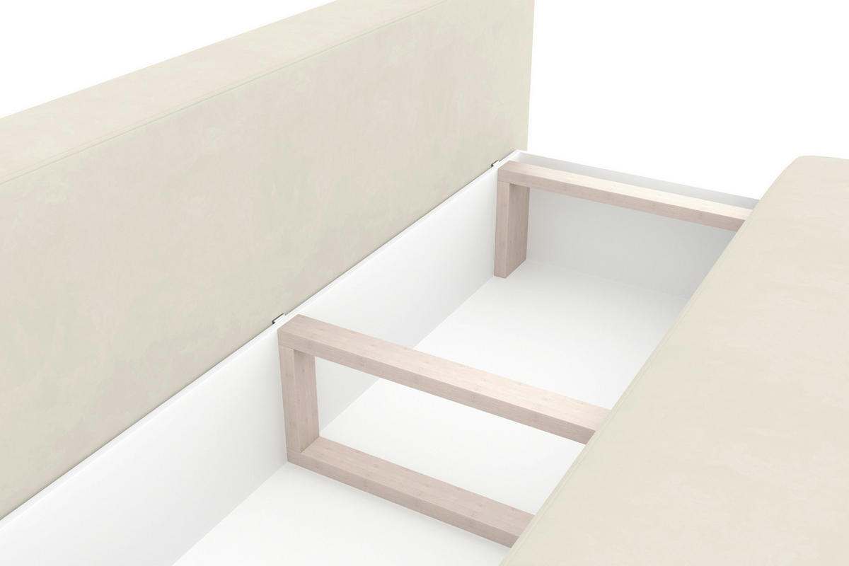 SCHLAFSOFA  mit Liegefunktion, Rücken echt Plüsch Creme  - Creme/Schwarz, KONVENTIONELL, Textil/Metall (200/98/90cm) - Carryhome