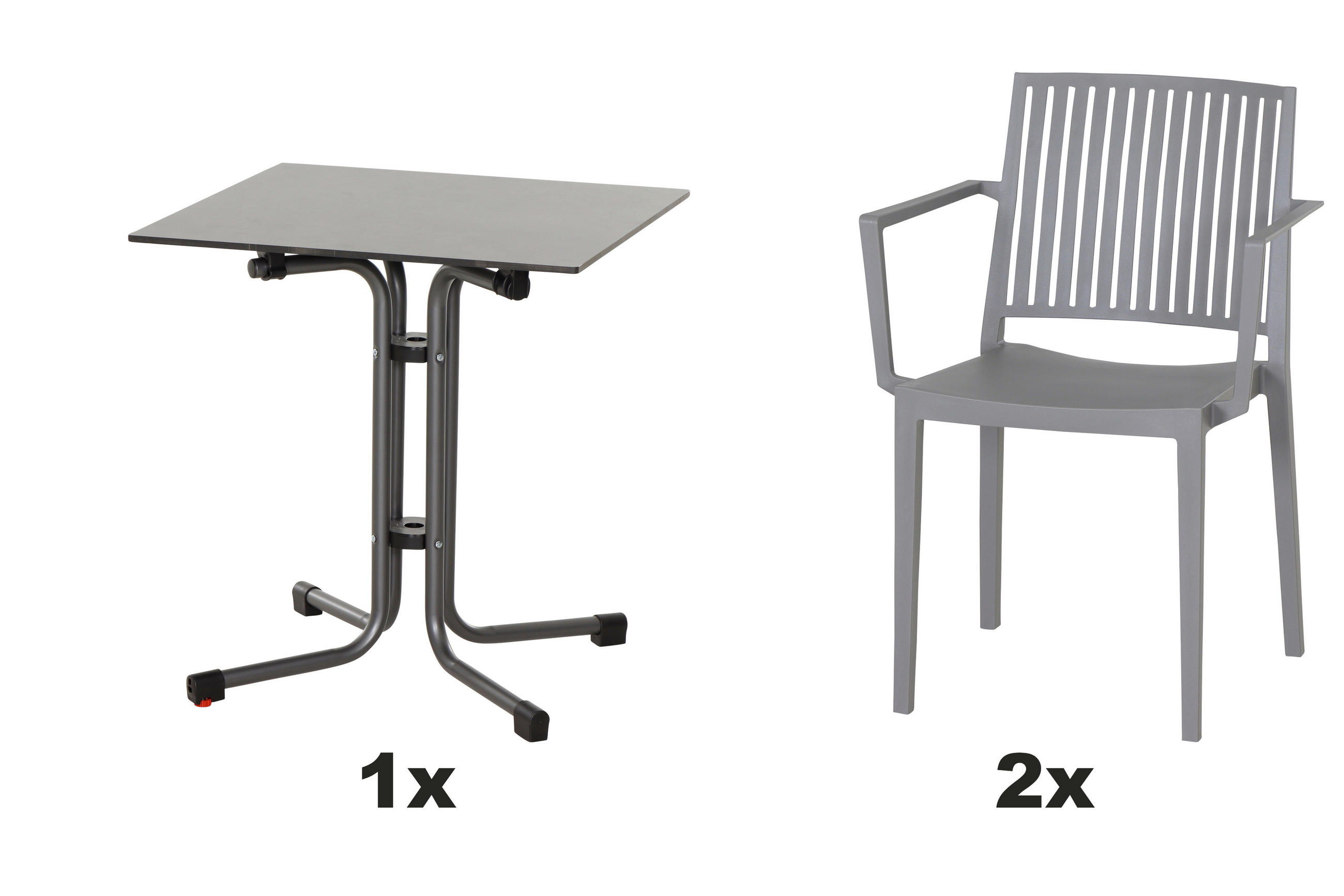 GARTENGARNITUR 3-teilig  - Anthrazit/Grau, Basics, Holzwerkstoff/Kunststoff (65/80/65cm) - Siena Garden