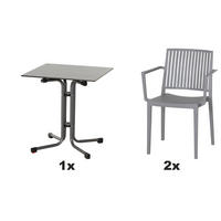 GARTENGARNITUR 3-teilig  - Anthrazit/Grau, Basics, Holzwerkstoff/Kunststoff (65/80/65cm) - Siena Garden