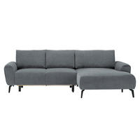 ECKSOFA in Webstoff Grau  - Schwarz/Grau, Design, Textil/Metall (272/170cm) - Welnova