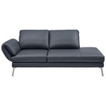 RÉCAMIERE  in Echtleder Dunkelblau, Blaugrau  - Chromfarben/Blaugrau, Design, Leder/Metall (209/85-109/95-16cm) - Dieter Knoll