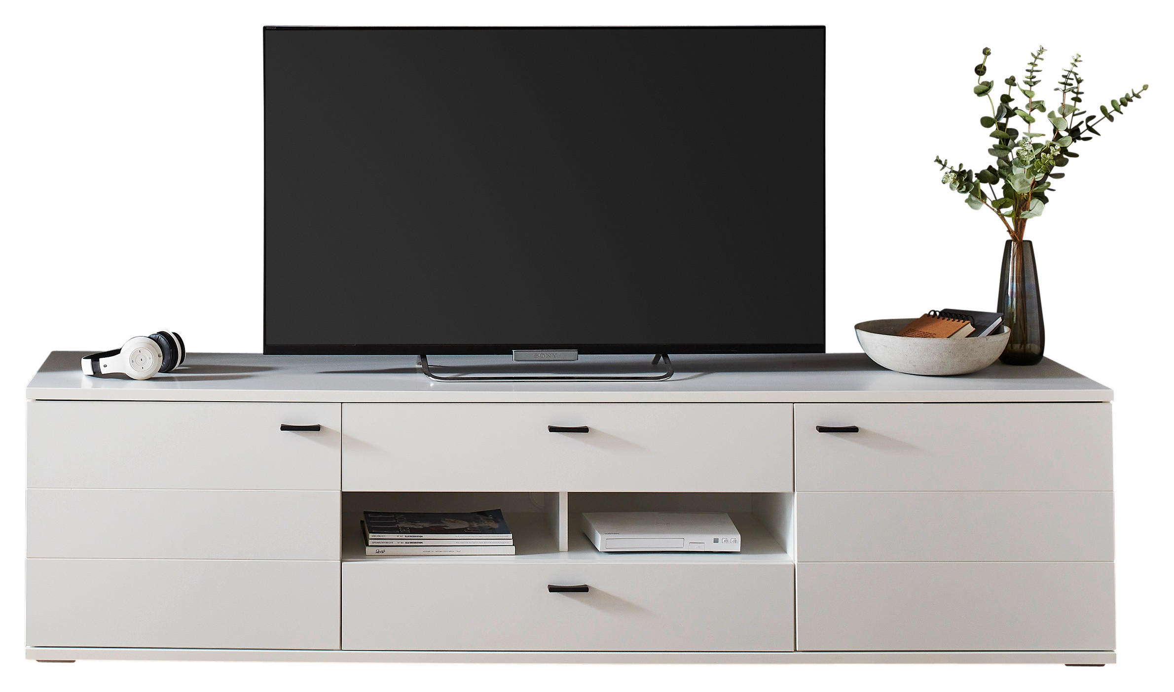 LOWBOARD Weiß  205/52/50,2 cm  - Anthrazit/Weiß, Design, Holzwerkstoff/Kunststoff (205/52/50,2cm) - Stylife