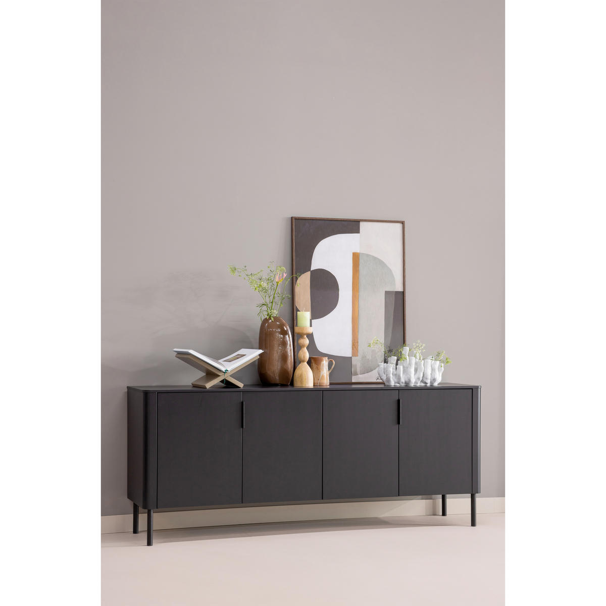 SIDEBOARD Gunnar  in 201/85/44 cm  - Schwarz, Design, Holz/Metall (201/85/44cm) - Livetastic