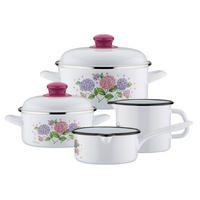 KOCHTOPFSET HORTENSIE 4-teilig  - Weiß, Basics, Metall - GSW