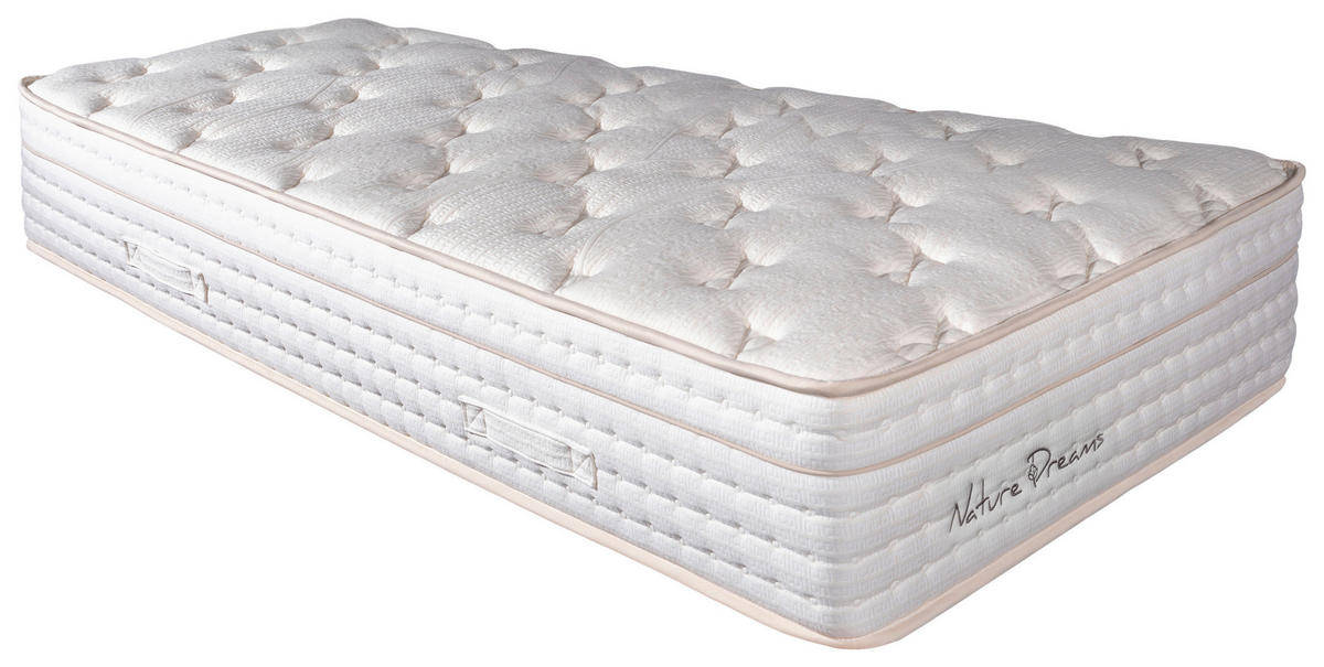 TASCHENFEDERKERNMATRATZE 100/200 cm, Höhe ca. 32 cm, H3 = fest,  - Weiß, Basics, Textil (100/200cm) - Livetastic