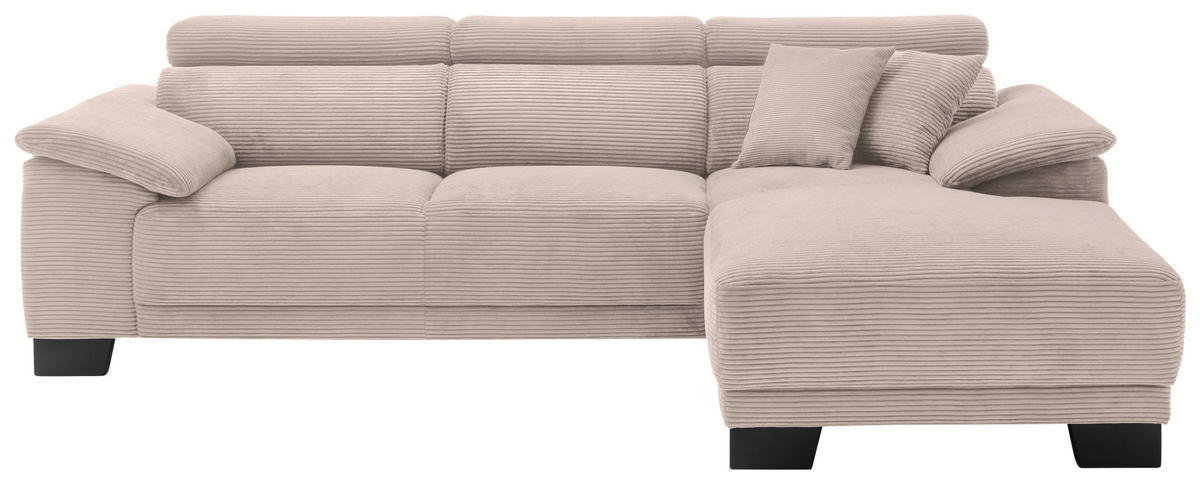 ECKSOFA in Cord Taupe  - Taupe/Schwarz, Design, Holz/Textil (270/174cm) - Pure Home Lifestyle