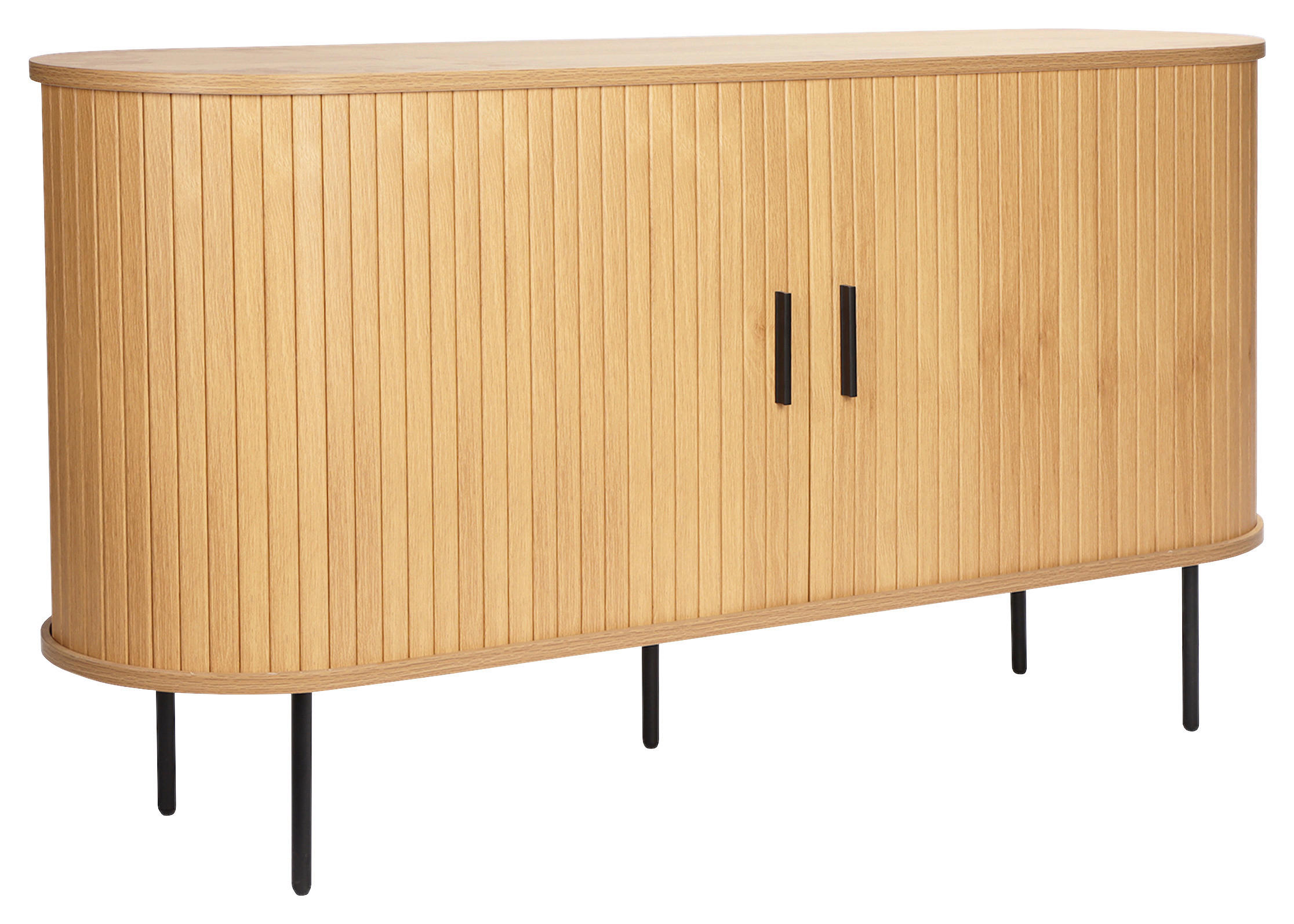 COMODĂ CU UȘI 140/76/40 cm  - culoare lemn stejar/negru, Design, metal/material pe bază de lemn (140/76/40cm) - Ambia Home