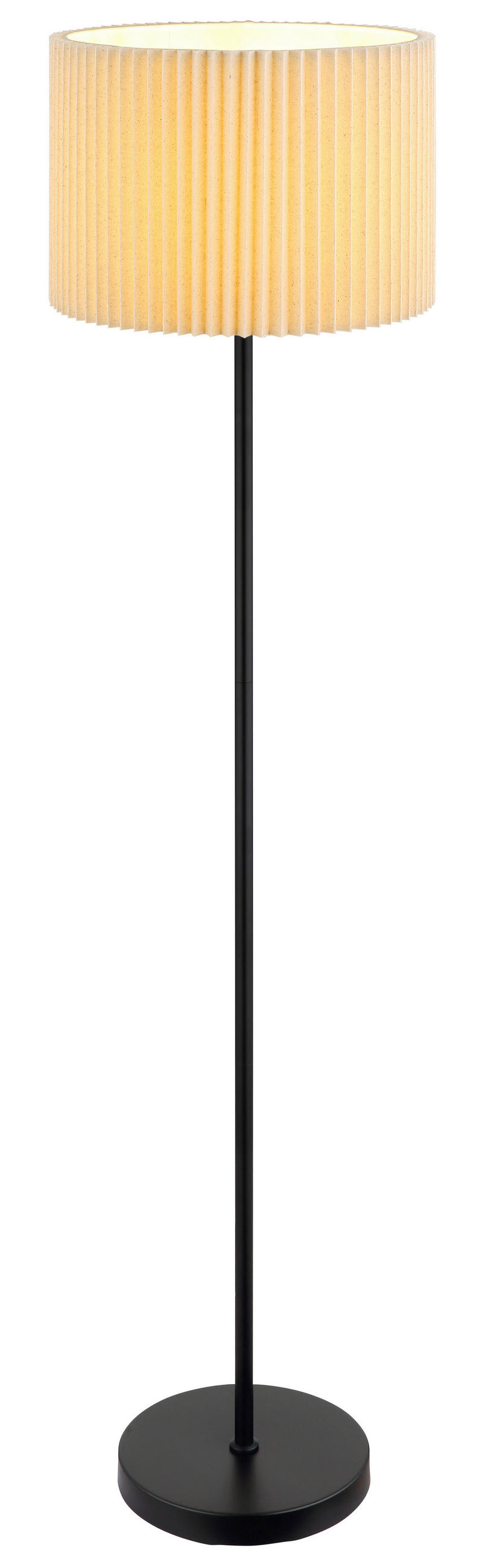 STEHLEUCHTE PAGE 38/152 cm   - Schwarz/Naturfarben, KONVENTIONELL, Textil/Metall (38/152cm) - Globo