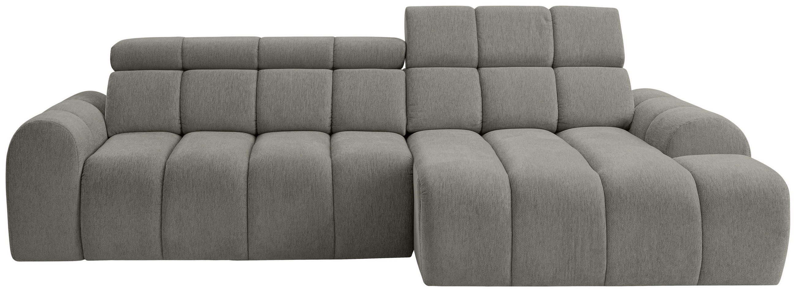 ECKSOFA Grau Chenille Bettkasten, Rücken echt, Kopfteilverstellung, Sitzvorzug  - Schwarz/Grau, Design, Kunststoff/Textil (290/152cm) - Stylife