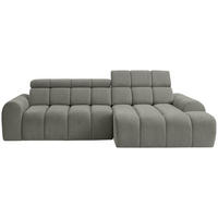 ECKSOFA Grau Chenille Bettkasten, Rücken echt, Kopfteilverstellung, Sitzvorzug  - Schwarz/Grau, Design, Kunststoff/Textil (290/152cm) - Stylife