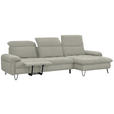 ECKSOFA in Webstoff Ecru  - Ecru/Schwarz, LIFESTYLE, Textil/Metall (310/180cm) - Valnatura