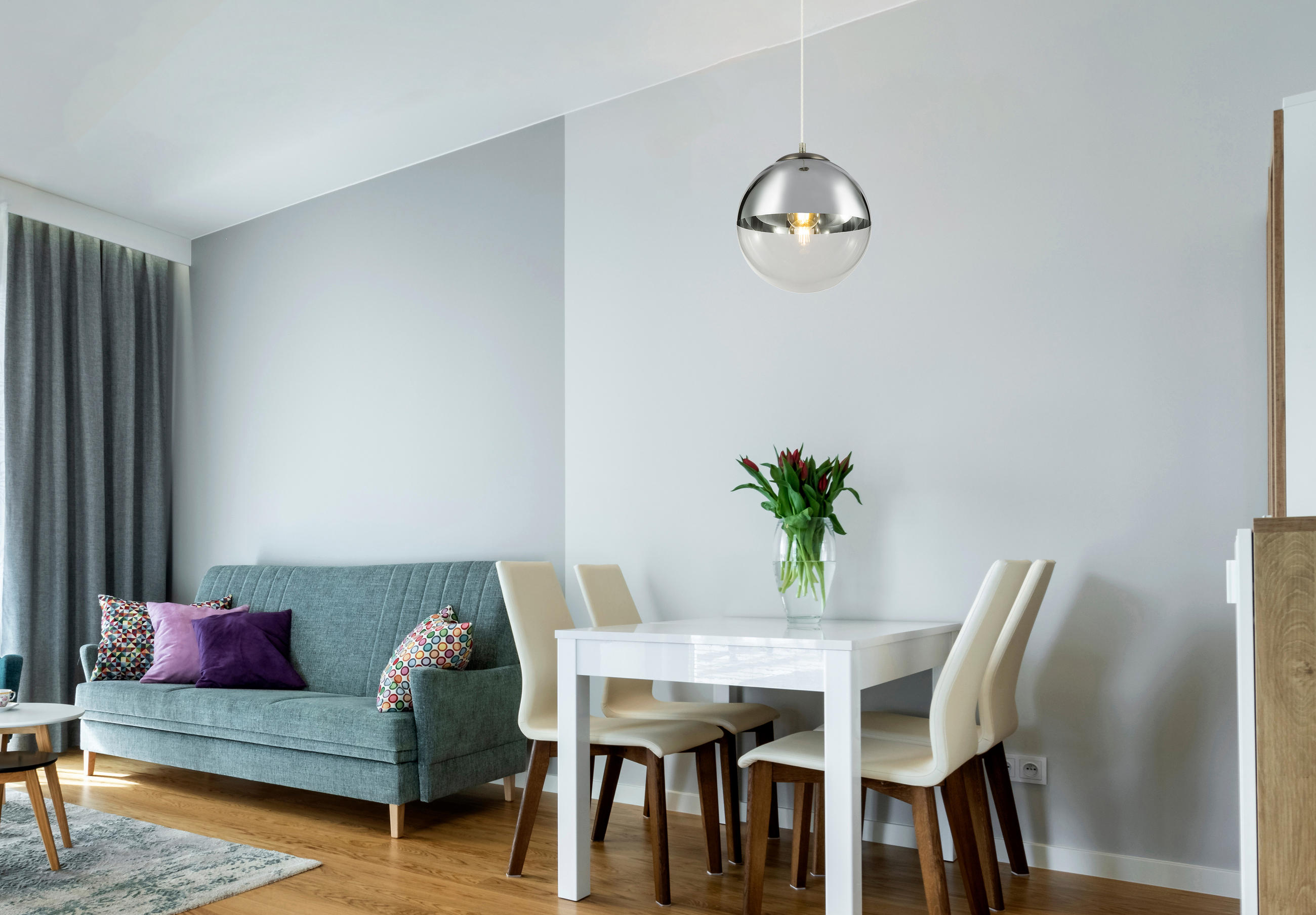 HÄNGELEUCHTE 30/120 cm  - Chromfarben/Transparent, Design, Glas/Metall (30/120cm) - Globo