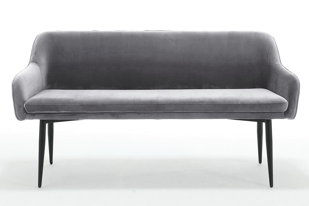 SITZBANK 160/85/61 cm Samt Grau Metall  - Schwarz/Grau, MODERN, Textil/Metall (160/85/61cm) - Livetastic