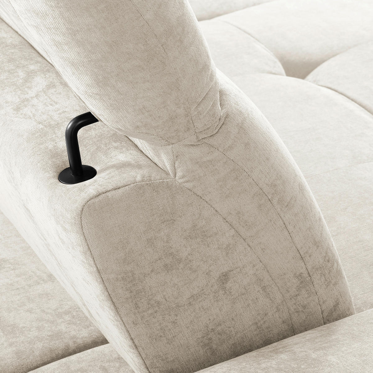 ECKSOFA  Webstoff Creme  - Creme/Schwarz, Design, Textil/Metall (195/268cm) - Livetastic