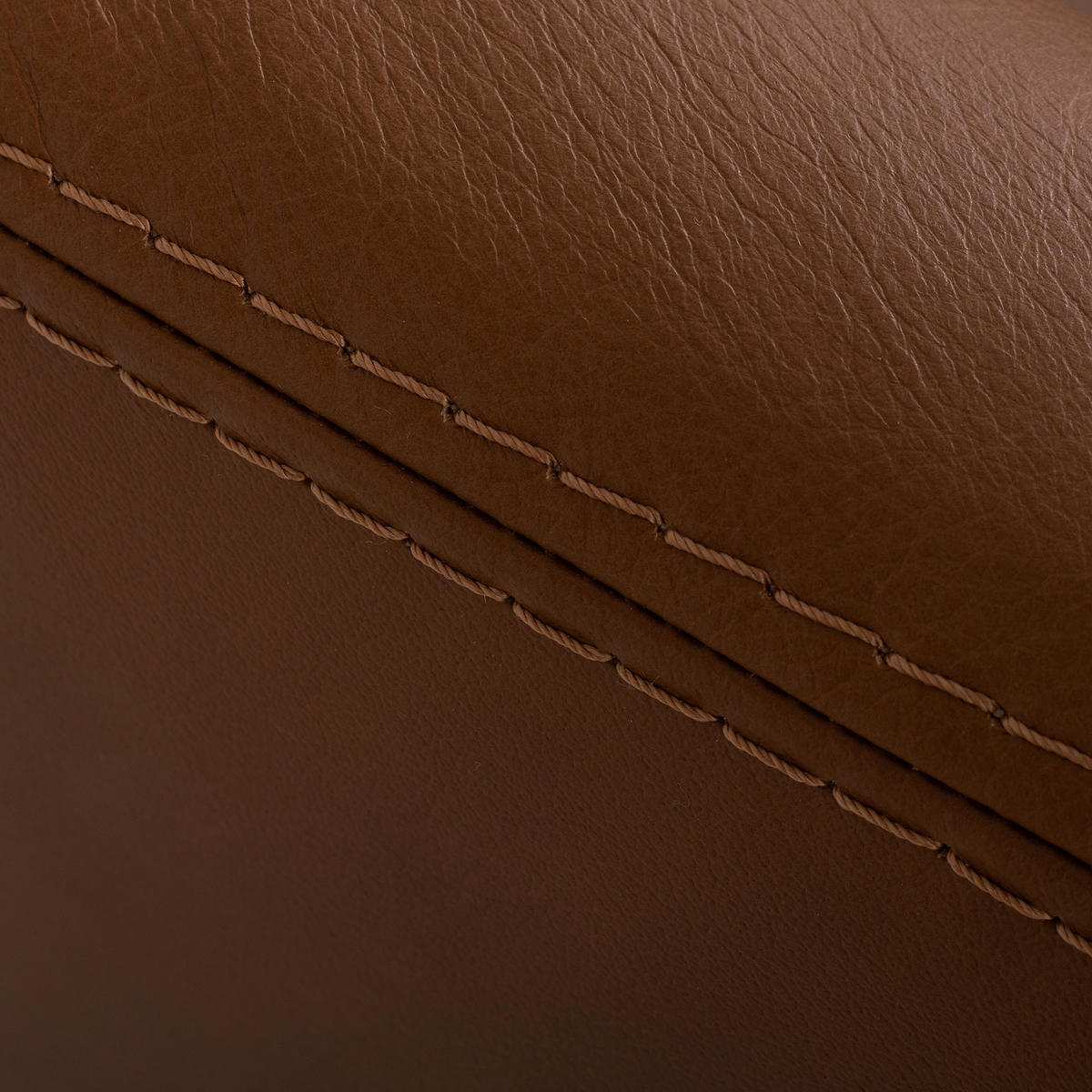 SESSELSET Echtleder Cognac  - Cognac/Kirschrot, Design, Leder/Metall (67/87/74cm) - Livetastic