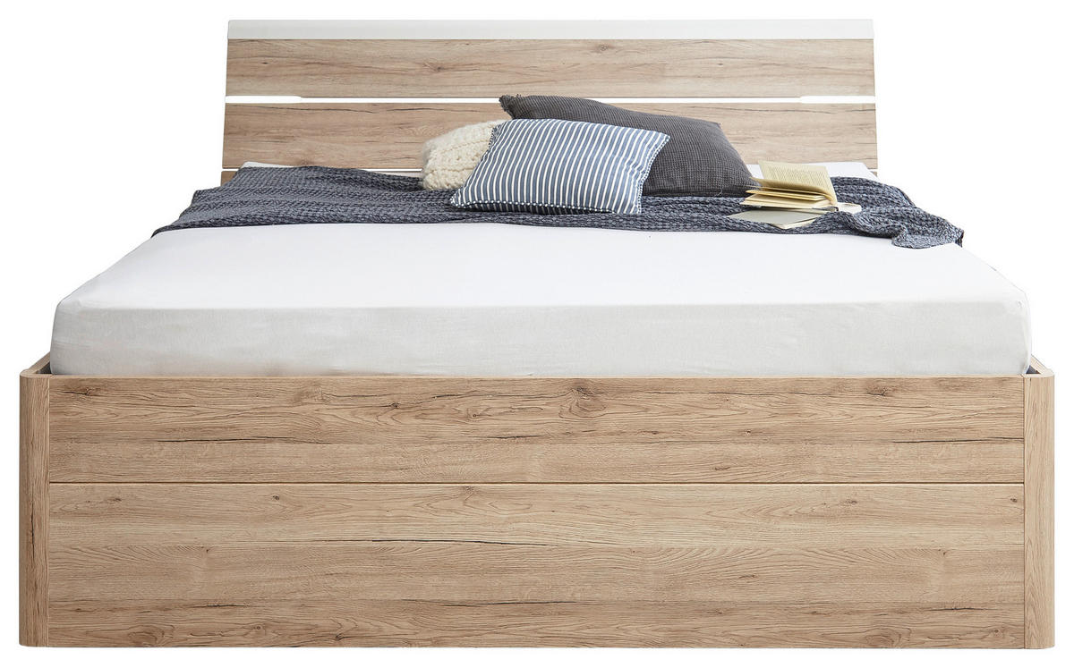 STAURAUMBETT 180/200 cm  in Weiß, Eiche San Remo  - Eichefarben/Weiß, KONVENTIONELL, Holzwerkstoff (180/200cm) - Ti'me