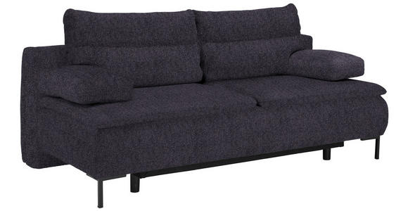 BOXSPRINGSOFA Webstoff Schwarz  - Schwarz, Design, Textil/Metall (202/93/100cm) - Novel